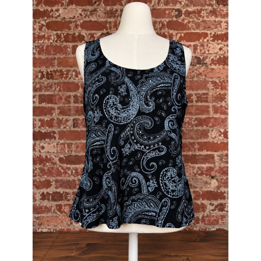 VTG Glitter Paisley Tank Top XLP Whimsigoth 90s Y2K Party Elegant Formal *READ